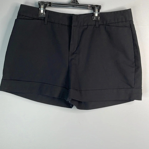 CATHERINE MALANDRINO Cuffed Shorts Black Cotton Stretch Mid Rise Size 14 - Picture 10 of 10